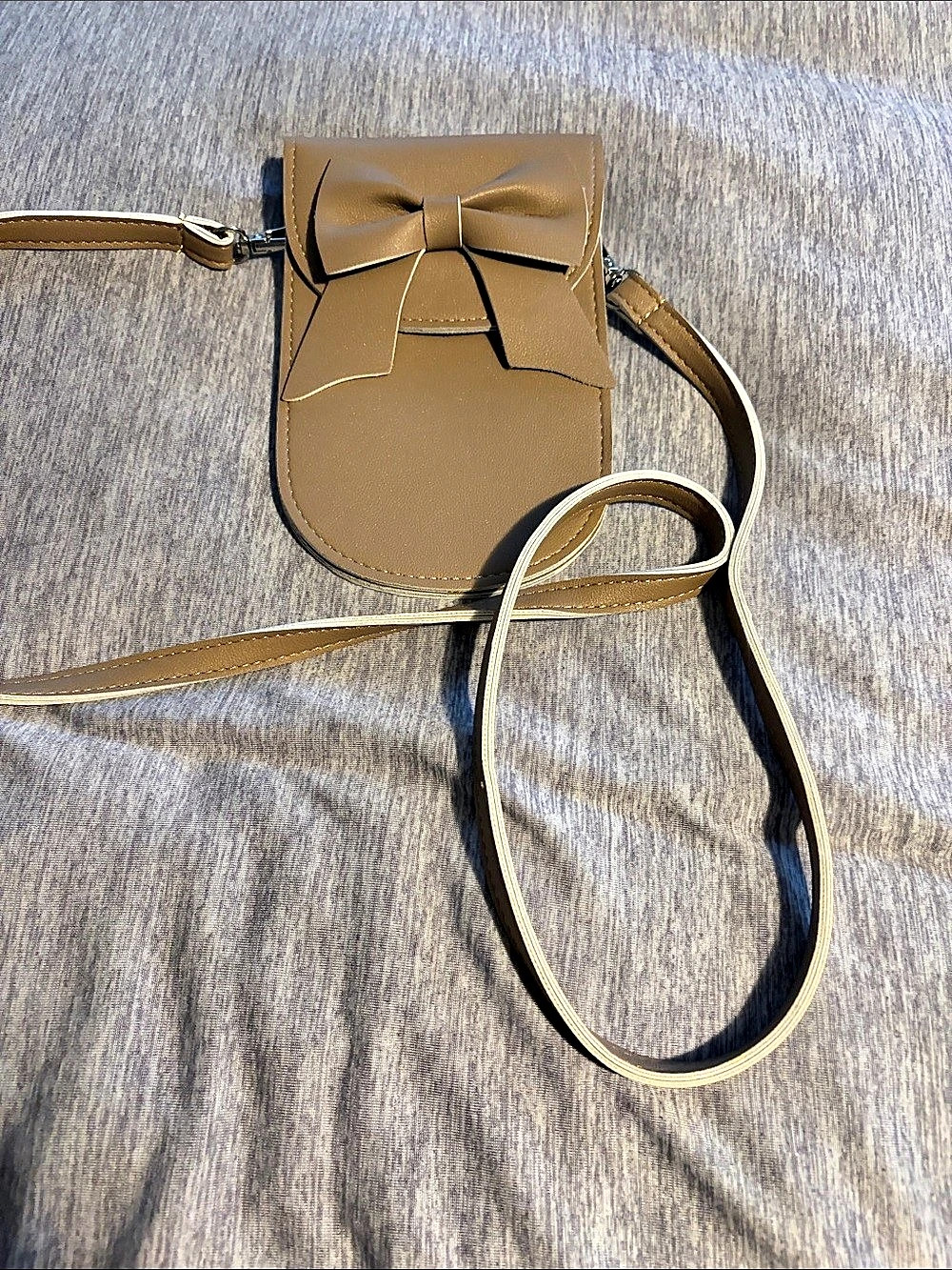 Bow Crossbody Phone Bag Brown & Gold